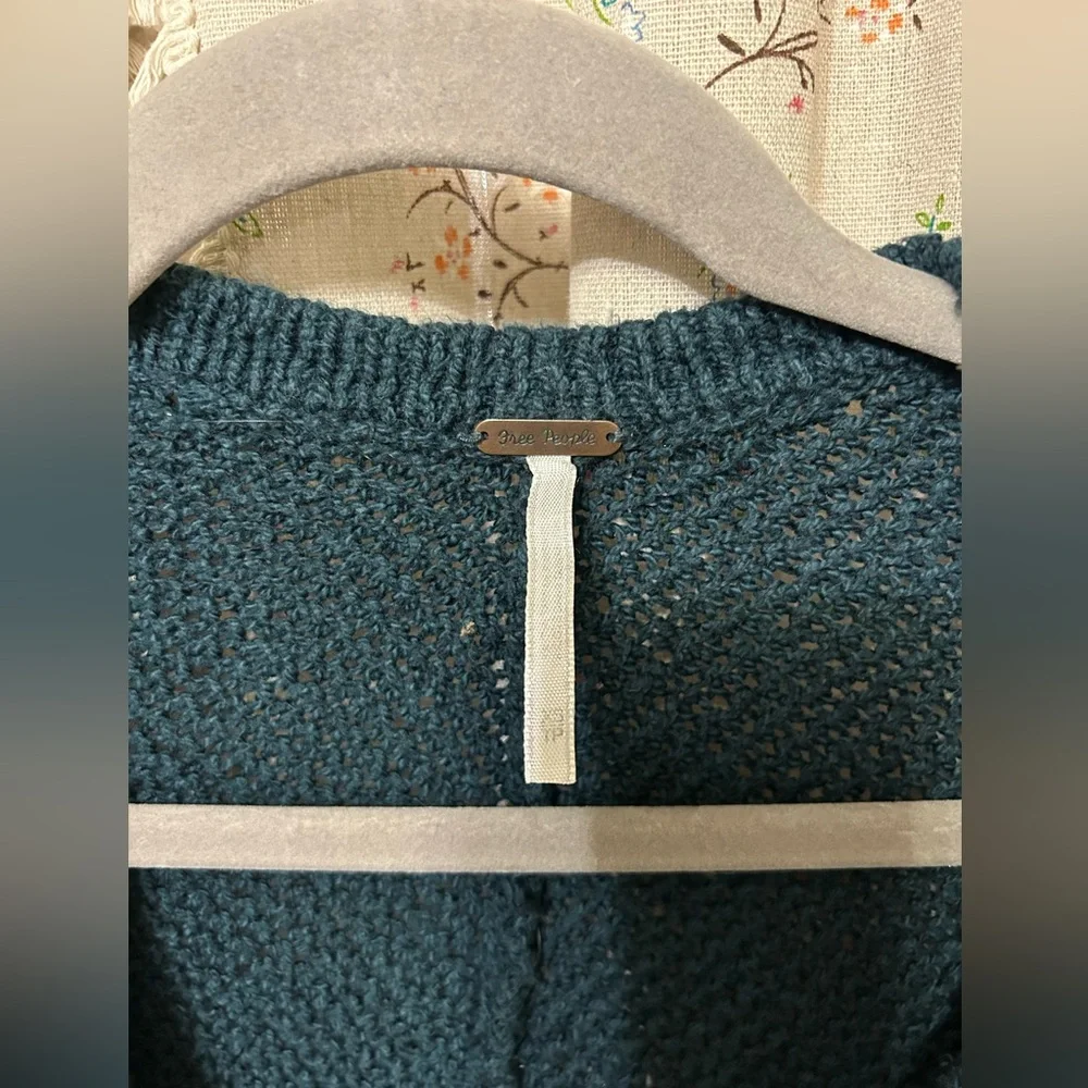 Free People Shark Hem Open Knit Cardigan With Pockets Oversized Size XS‎